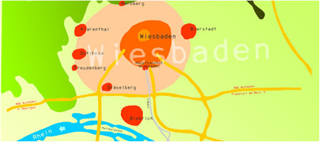 &Uuml;bersichtkarte Wiesbaden / Mainz . 2011.09 