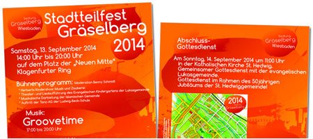 Plakat und Flyer Stadtteilfest Gr&auml;selberg 2014 