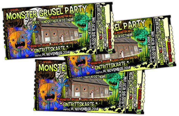 Eintrittskarte Monstergruselparty im KiKo