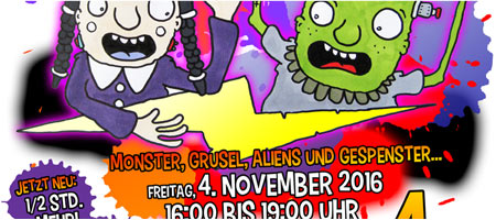 Plakat A4 Monster Grusel Party vom Freitagsteam im KiKo . Kindertreff Kostheim . Mainz-Kostheim . 2011.11
