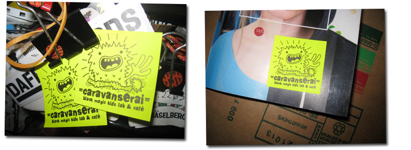 Aufkleber / Sticker =caravanserai= black magic kids lab & caf&eacute; . magic circus 
