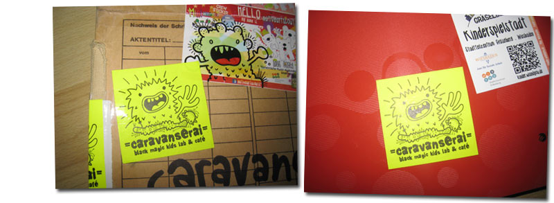 Aufkleber / Sticker =caravanserai= black magic kids lab & caf&eacute; . magic circus 