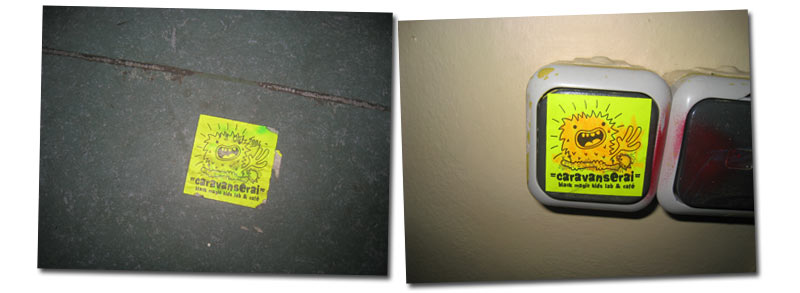 Aufkleber / Sticker =caravanserai= black magic kids lab & caf&eacute; . magic circus 