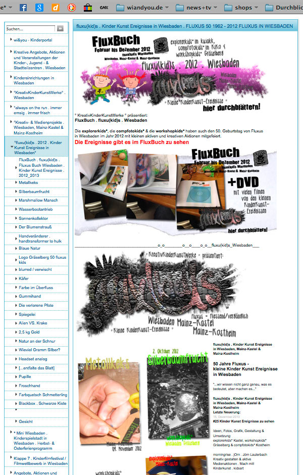 fluxu(kid)s . Kinder Kunst Ereignisse in Wiesbaden . FluxBuch 2012