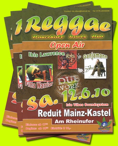 Reggae Open-Air 2010 flyer . In der Reduit