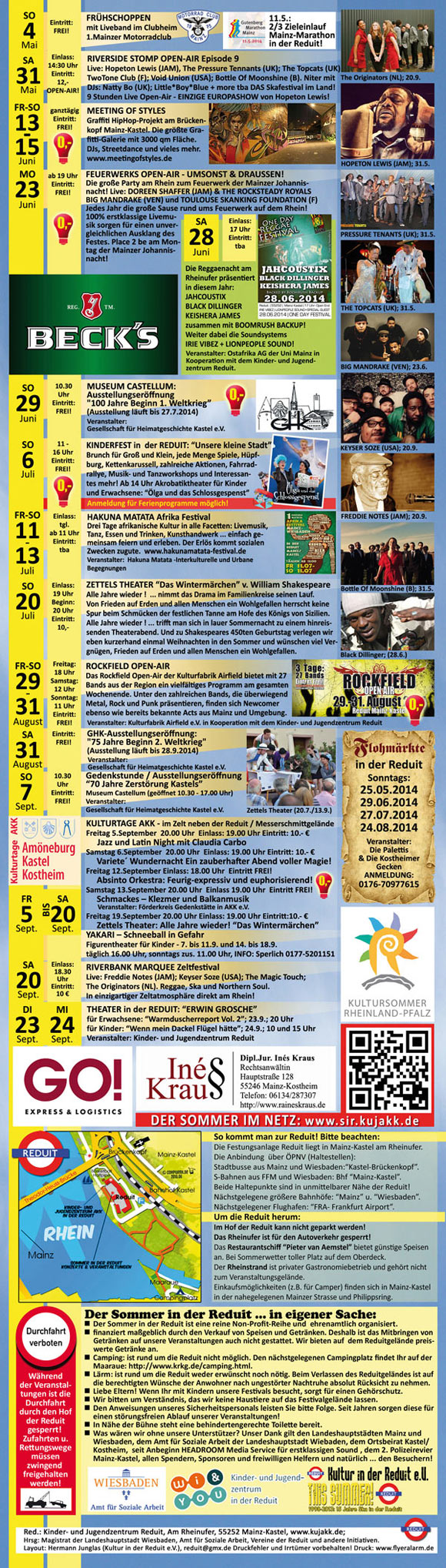 ...auf einen Blick . Programm- und Veranstaltungsübersicht 2014 . Sommer in der Reduit 